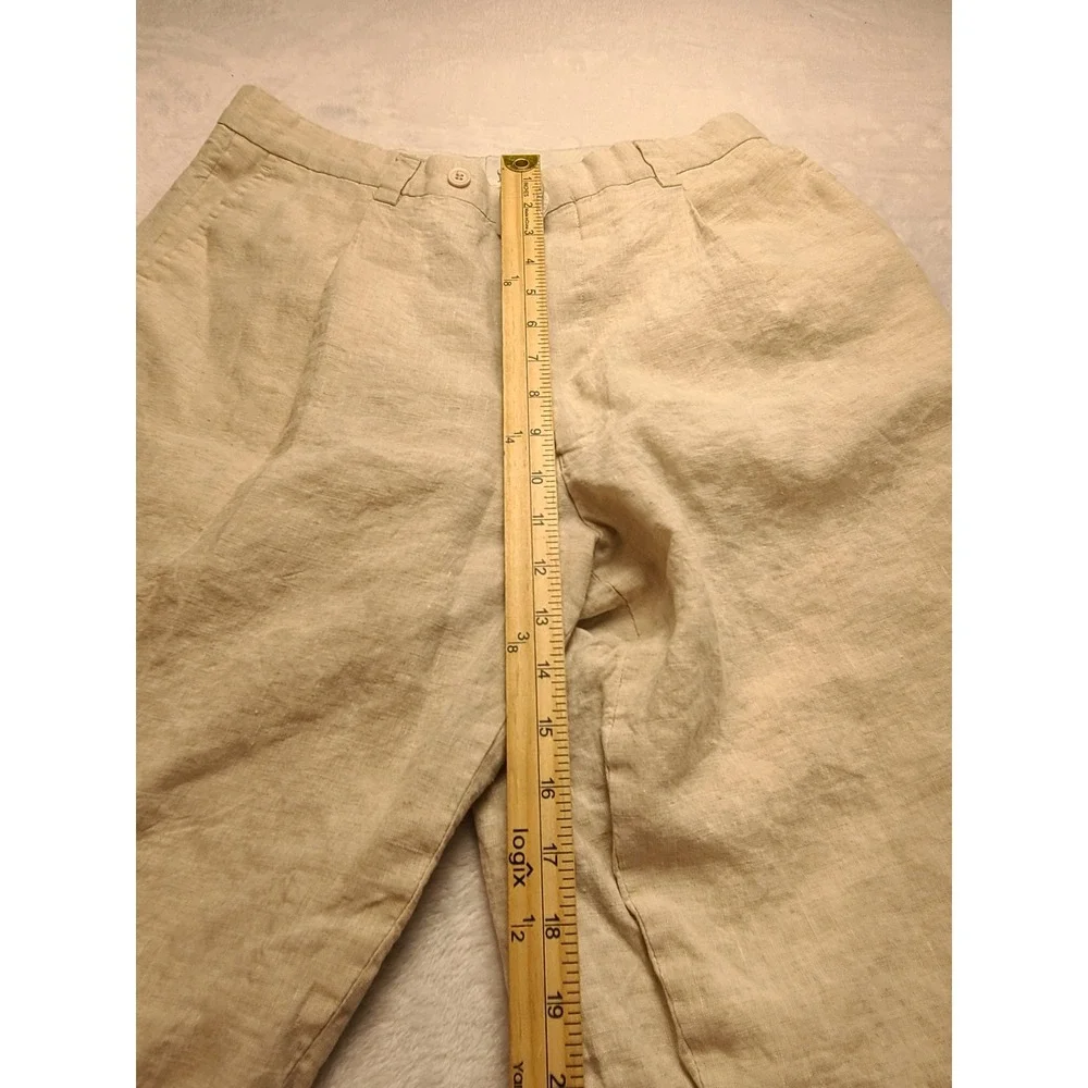 Inserch Men's 36x31 Linen Pleated Trousers Pants Beige Tan Frayed Hem‎ Neutral